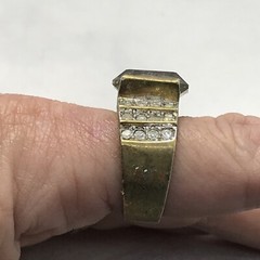 Vintage Gold Plated Smokey Grey Aust & Clear Crystals Unique Ring varied sizes