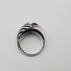 Vintage Sterling Silver & 18K Gold Purple Amethyst Statement Size 6.5