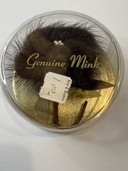 Mink Fur Flower Brooch Pin Faux Pearl Gold Leaf Accent Mid-Century Vintage Box