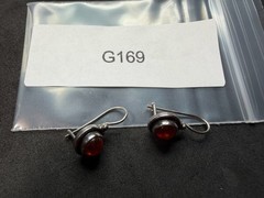 2.67g Vintage Sterling Silver 925 Round Orange Drop Dangle Earrings M