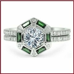 2CT Round Diamond Lab Created Vintage & Antique Wedding Ring 14K White Gold Over