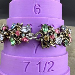 Vintage Hollycraft Rhinestone Bracelet Fruit Salad Silver Tone 7”