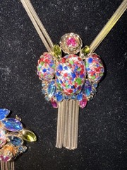 Alice Caviness “Easter egg” cabochon & multi-colored faceted rhinestone Parure