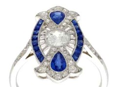 Stunning Antique 1920’s Art Deco 0.91CT Sapphire and 0.68CT White CZ Women Ring