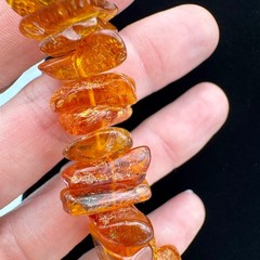 Vintage Natural Baltic Amber Chunky Chip Necklace Graduated Cognac Honey 30in
