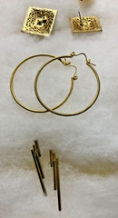 Vintage Earrings Lot Eight Pairs GoldTone Pierced Styles Hearts Hoop Dangle Post