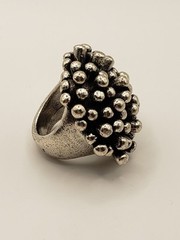 Vintage Nepal Perruque Modernist Pewter Ring Size 9 Large 4cm Statement Sputnik