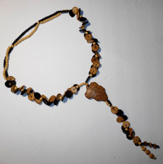 Chunky Handmade Vintage Stacked Y-Drop Coconut Bead Statement Necklace 26″ long