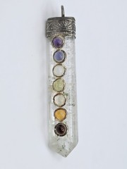 Vintage Pendant Lot 8pc Abalone Chakra Quartz Mother of Pearl Shell Alpaca