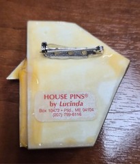 Vintage House Pins by Lucinda Green Home Palm Tree & Moon in Sky Pin / Brooch