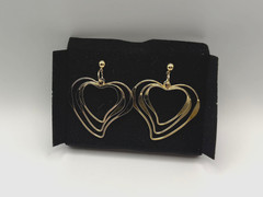 Vintage Avon Triple Heart Hoop Pierced Earrings Gold Tone w/Surgical Steel Posts