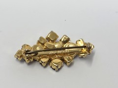 Vintage Czech Red Garnet Rose-Cut Brooch Pin Signed Austria 1.25 Inch Gold Tone