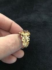 Gold 18kt Plated GE Faux Stone Ring, Size 7