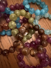 Vintage Lucite Bracelet Lot Marbled Plastic Stretch Bead Bracelets 10