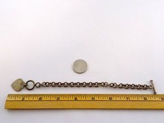 Sterling Silver Heart Charm Toggle Clasp Bracelet 925 Chain Links 6.75 In 24.9g