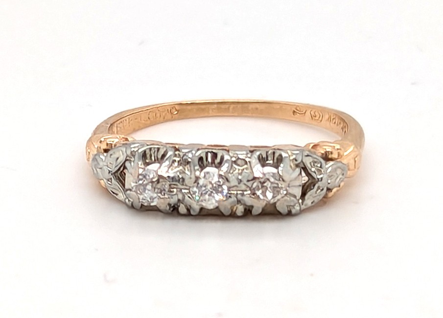 Deco Diamond Anniversary Wedding Band Ring .20ct 14K 18K Mitchell Copp 1920’s