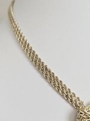 VTG Gold Vermeil Sterling Multi Strand Rope Waterfall Knot Tassel Necklace 17″