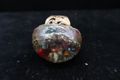 Vtg Domed Confetti Gold Tone Acrylic Resin Artist Made Adjustible Ring Fireworks