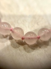 VTG Necklace Rose Quartz Bead Beaded 14K Yellow Gold Clasp Chain Strung Estate