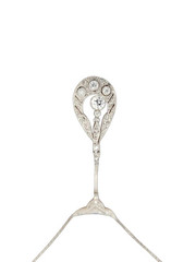 Art Deco Style Round Lab Created Diamond Wedding Gift 14K White Gold FN Pendant