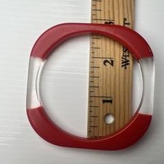 Vintage 70s 80s Round Square Lucite Resin Acrylic Bangle Bracelet Clear Red Mcm