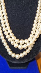 Circa 1950 NOS Marvella 3-Str Faux Pearl Necklace ,Original Tag,Box,Sterlinig
