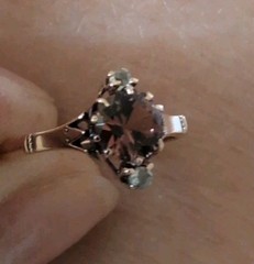 Beautiful 10 K Victorian Ring With Quality Pink Tourmaline And Diamonds Sz 5.5