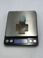 Large Pendant Square Double Cross Howlite & Bronzite Blue Brown 2 3/4″