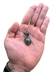 Vintage Elysium Inc Nancy Brown Sterling Silver 925 Turquoise & Quartz Pendant