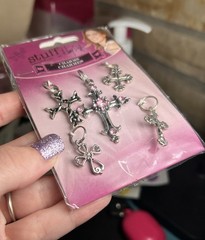 Vintage 2007 Stuff by Hilary Duff Cross Charms Pink Rhinestone Y2K Deadstock New