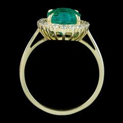 Natural Emerald 5.20 Ct Art Deco Vintage Engagement Ring 14K Yellow Gold Over