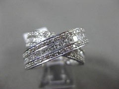 ESTATE LARGE 3.51CT DIAMOND 14KT WHITE GOLD 3D ROUND & PRINCESS CUT X LOVE RING
