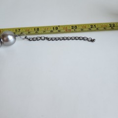 Silver Tone Bead Necklace 17” + 3” Ext Chunky Statement Rhinestone Accent