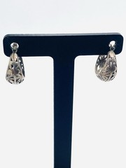 Vintage Jez Jezlaine Sterling Silver Scroll Hoop Earrings Y2