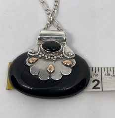 Vintage 925 Sterling Silver & Copper Black Onyx Pendant with 20″ 925 S.S. chain
