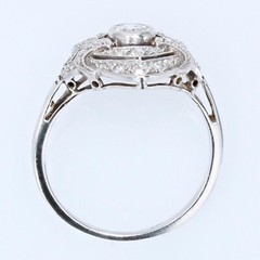 French Art Deco Inspired Cocktail Ring 2.3 Ct Lab Created Diamond 10k White Gold