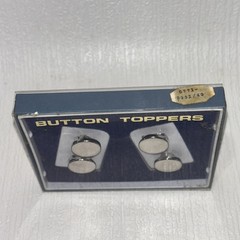 Vintage Swank Button Toppers Round Silver Tone Box Set of 4