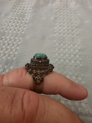 Vintage Taxco Mexico 925 Sterling Silver Turquoise Poison Locket Ring TS-15