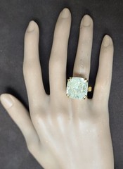 14k Yellow Gold Engagement ring 21.18ct. Natural Cushion Light Yellow Diamond