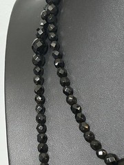 VTG Robert Rose Faceted Black Glass Bead Necklace 42” Opera Length Flapper Art