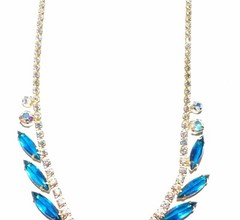 GORGEOUS DELIZZA & ELSTER JULIANA BOOK PIECE BLUE SUNBURST NECKLACE AND EARRINGS