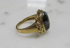 Ross Simons Gold Plated Sterling Silver Snowflake Obsidian Ring 7.5g ~ 2-G314