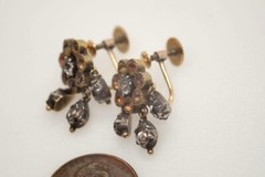 ANTIQUE GEORGIAN ENGLISH 15K GOLD & SILVER FOILED CITRINE PASTE EARRINGS c1820