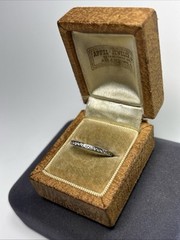 Art Deco Platinum Single Cut Diamond Eternity Wedding Band Ring