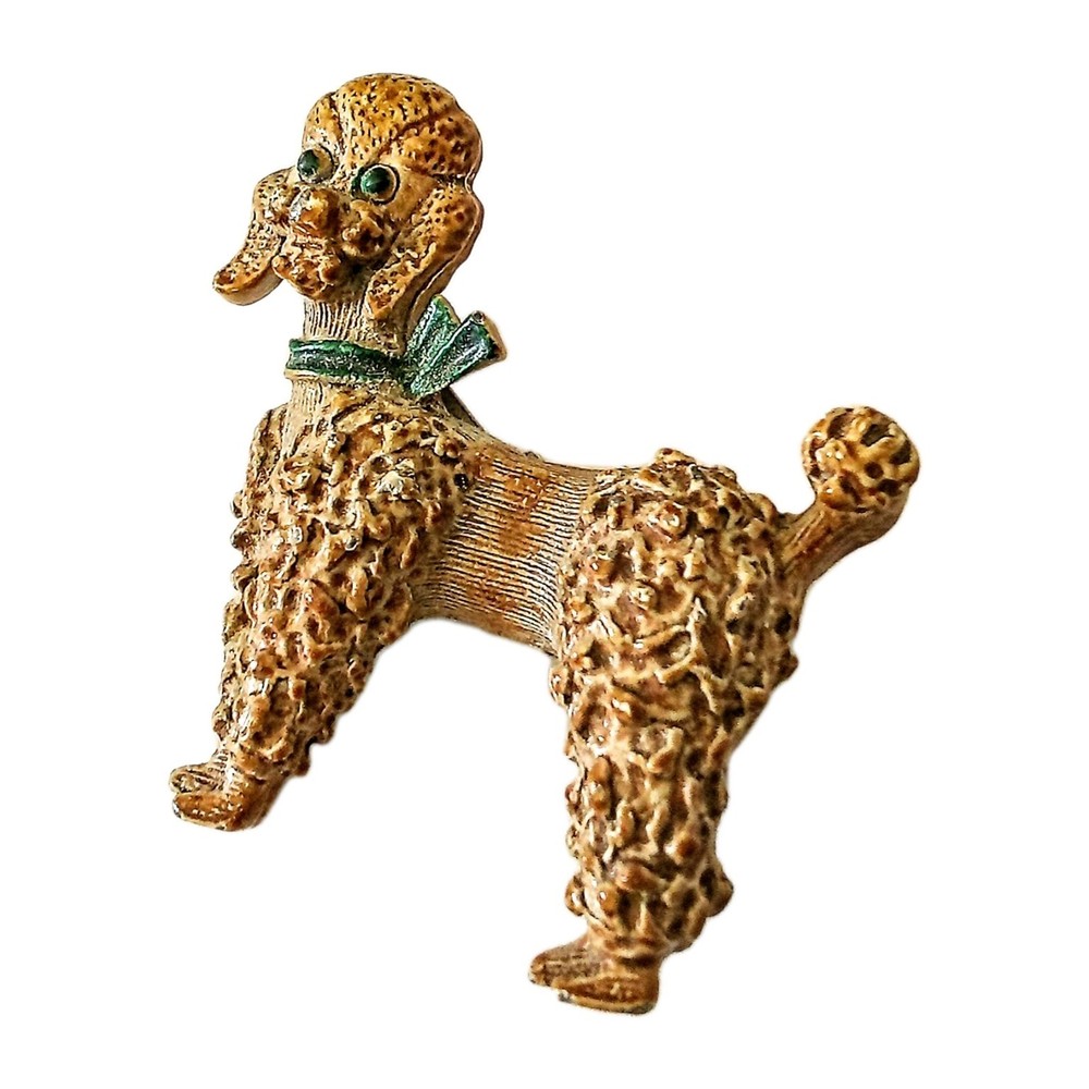 Tan Enamel Poodle Brooch