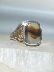 Agate ring art deco sterling silver women men
