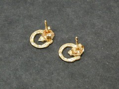 Michael Anthony MA 14K Yellow Gold Petite Irish Claddagh Pierced Earrings 585 KT