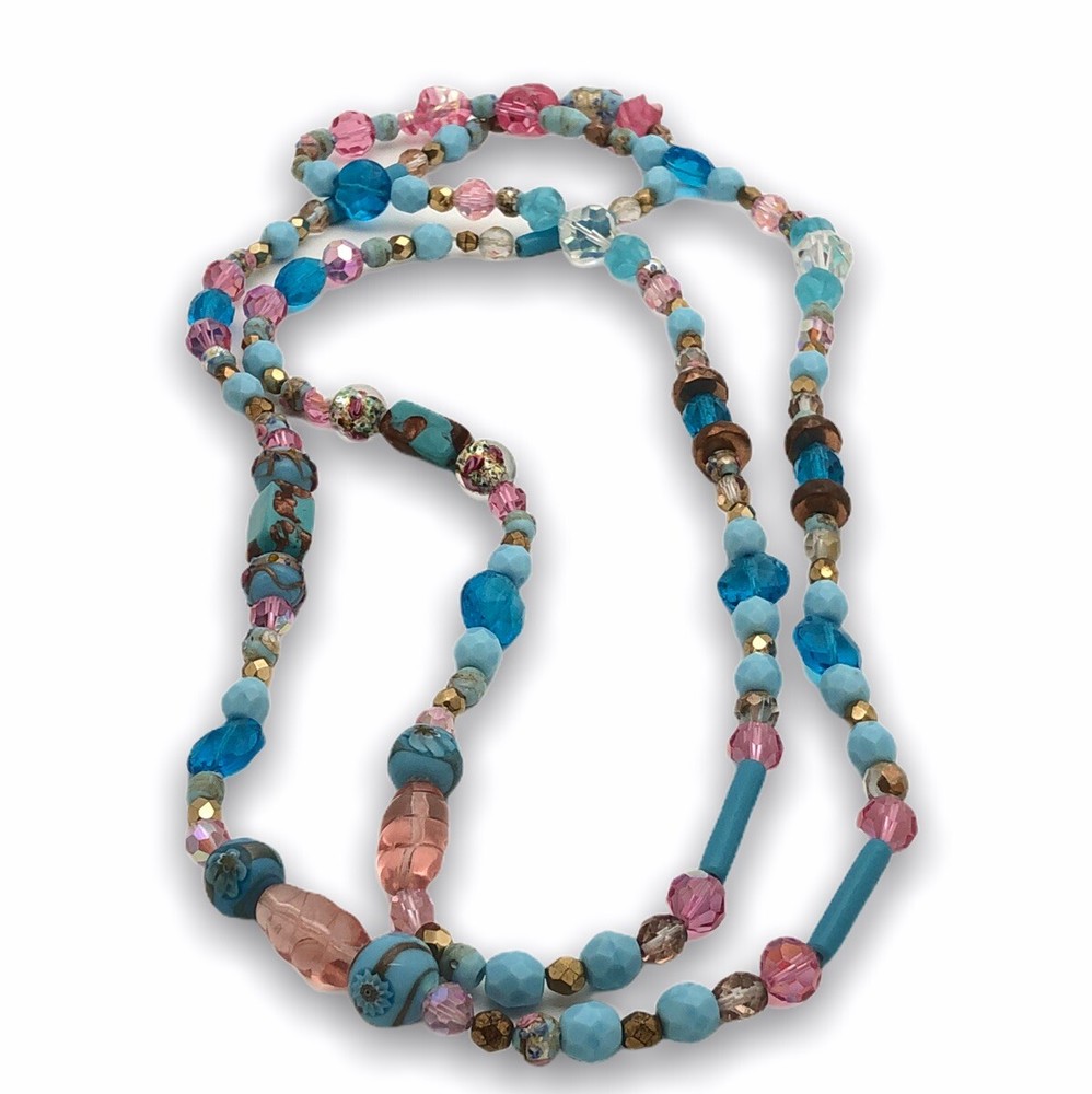 Womens Murano Glass Beaded Necklace Matched 56in Jewelry Vintage