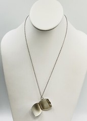 Antique Vge Sterling Silver Art Deco Photo Locket Necklace 20” 9.6gram monogram