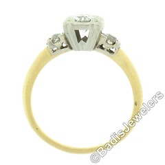 Vintage 14k Two Tone Gold 0.68ctw Old European Diamond Solitaire Engagement Ring